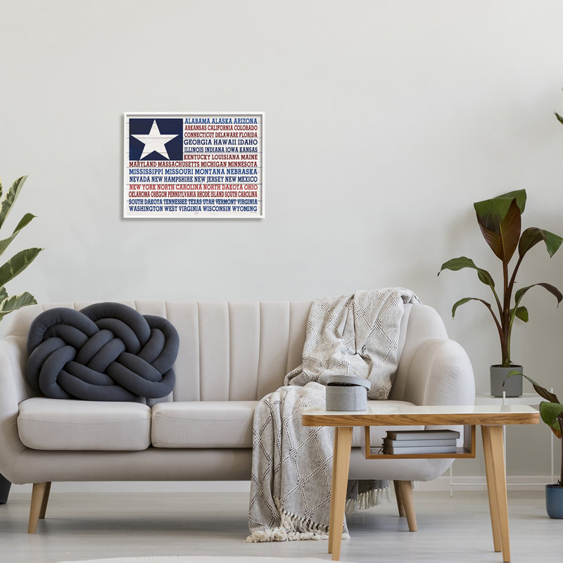 Étoile américaine, H 20 po x l 20 po x P 1,5 po, Giclée encadrée blanc bord de mer