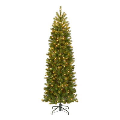 The Holiday Aisle® Downswept Douglas Fir Pencil Slim Tree with Clear Lights