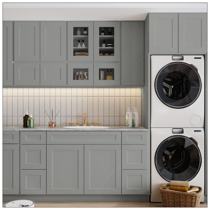 Versatile 30 In. W X 21 In. D X 34.5 In. H In Shaker Dove Plywood Ready To Assemble Floor Vanity Sink Base Kitchen Cabinet With Right Door