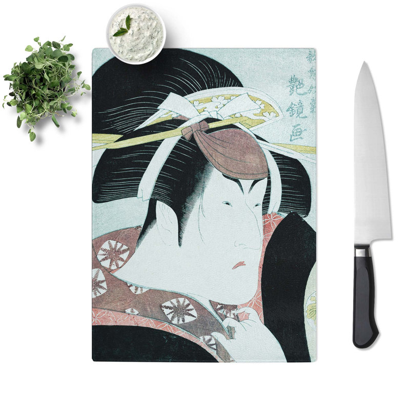 Tempered Glass Shodai Nakayama Tomisaburo by Kabukido Enkyo Chopping Board, 20 cm x 28.5 cm