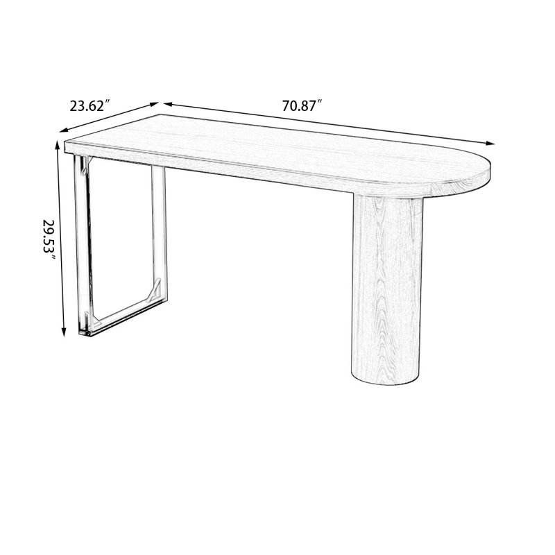 Black U-Shaped Solid Wood desk, 29.53" H x 70.87" W x 23.62" D