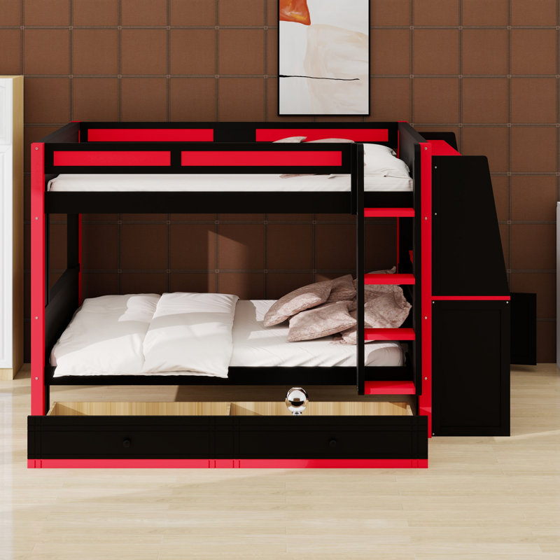 Lit superposé moderne, bureau pratique à lumière DEL et étagères spacieuses