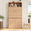 Garde-manger compact, buffet de 69 po de hauteur avec huche et poste de travail pliable, armoire de rangement multifonctionnelle avec tablette réglable et prise de courant pour la salle à manger et le salon-889562025