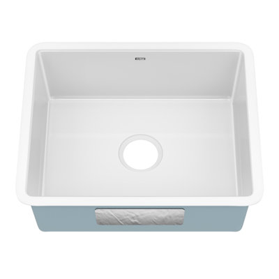 Undermount Porcelain Enameled Steel Single Bowl Kitchen Sink in White
