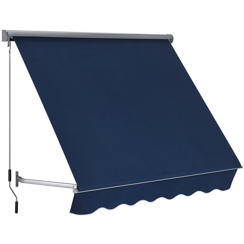 Auvent de fenêtre rétractable à angle réglable, structure en aluminium, 44"W x 43.3"D, Marine