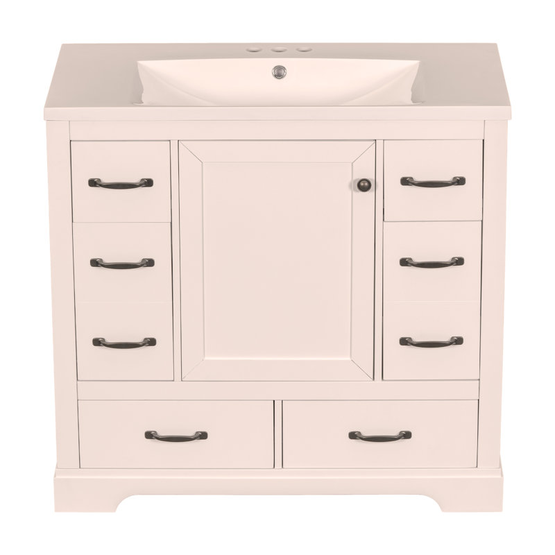 Ensemble de meuble-lavabo 36 po avec évier, six tiroirs, diviseur de tiroir multifonctionnel, tablette réglable
