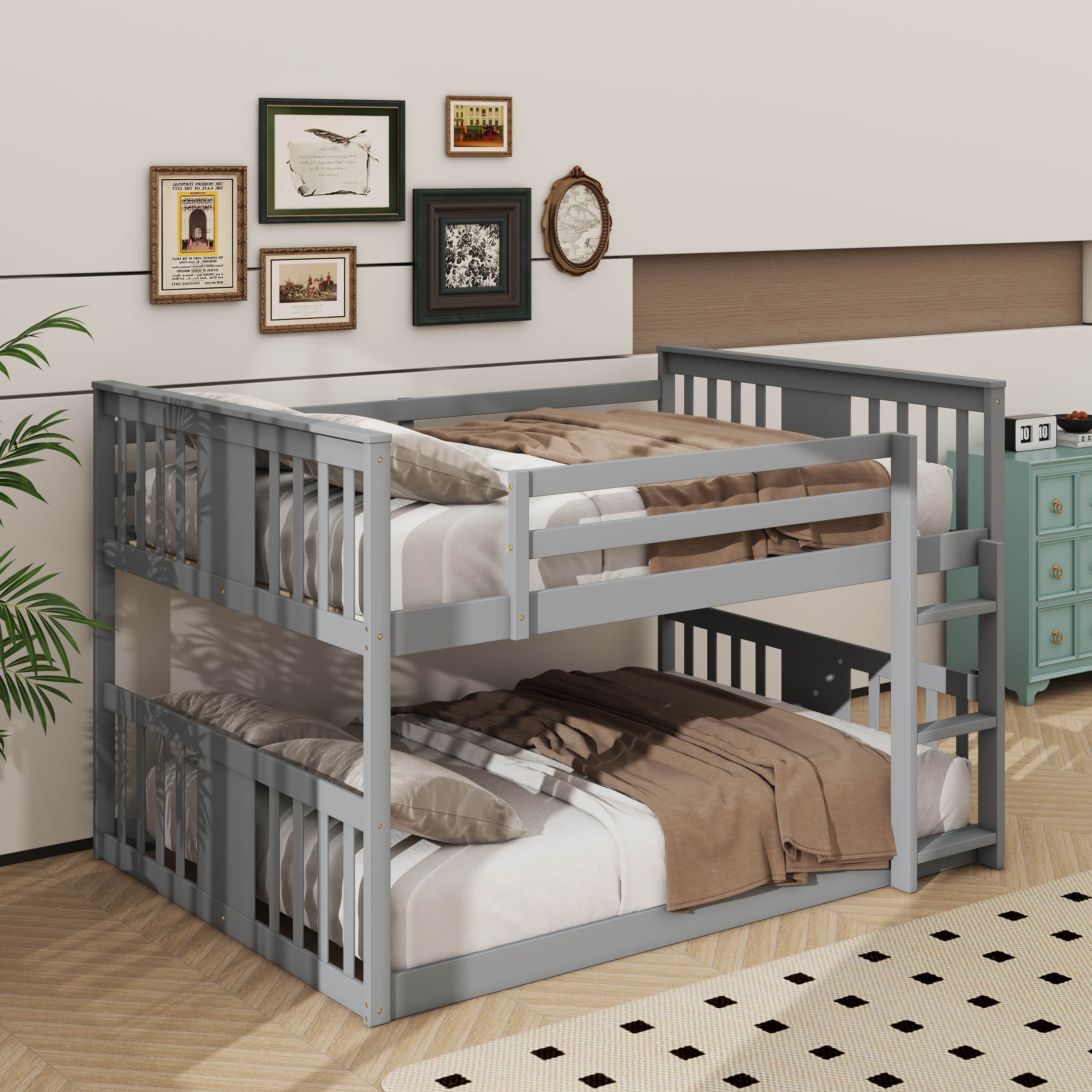 Harriet Bee Roomy Full-Over-Full Bunk Bed With Durable Climbing Ladder ...