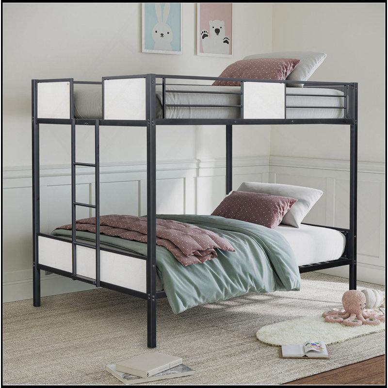 Structure double en métal avec échelle de pied de lit de style contemporain