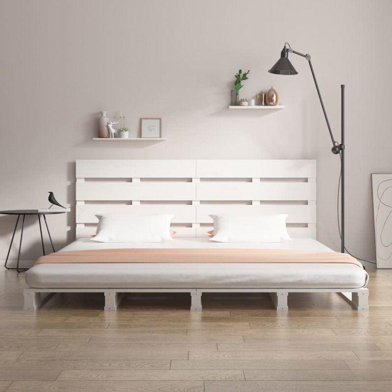 Bed Frame Solid Wood, white, European Kingsize (160 x 200cm)