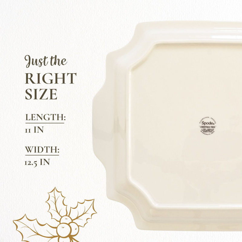 Spode Christmas Tree Square Handled Platter 12.5"