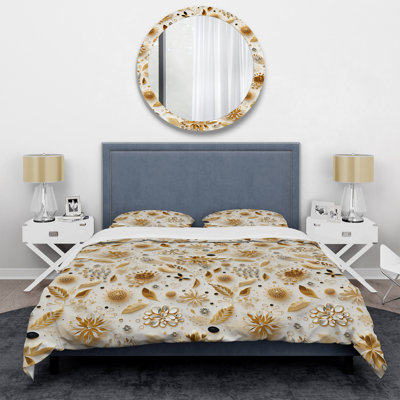 Ensemble de housse de couette en marbre blanc et doré Glam