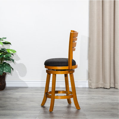 24" Counter Swivel Seat With Slat Back Aspect - Natural Finish, Charcoal Fabric For Stable Design Height Backed Chair Natural, Sophistication