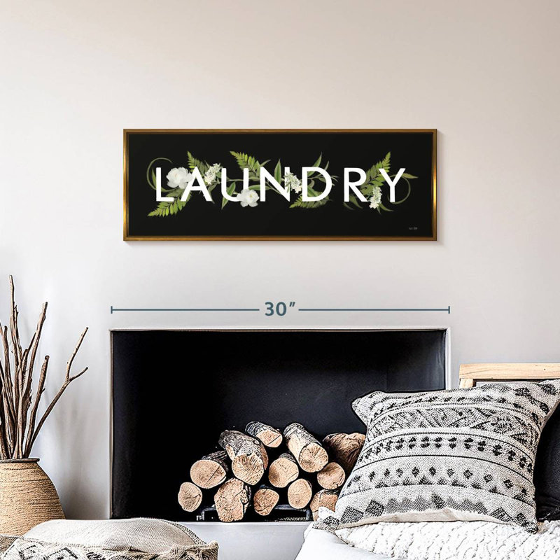 Laundry Floral, Floating Frame Gold, 28" X 10"