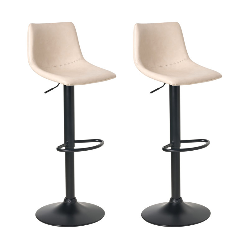 Swivel Upholstered Adjustable Height Counter Stool with Metal Frame, Beige