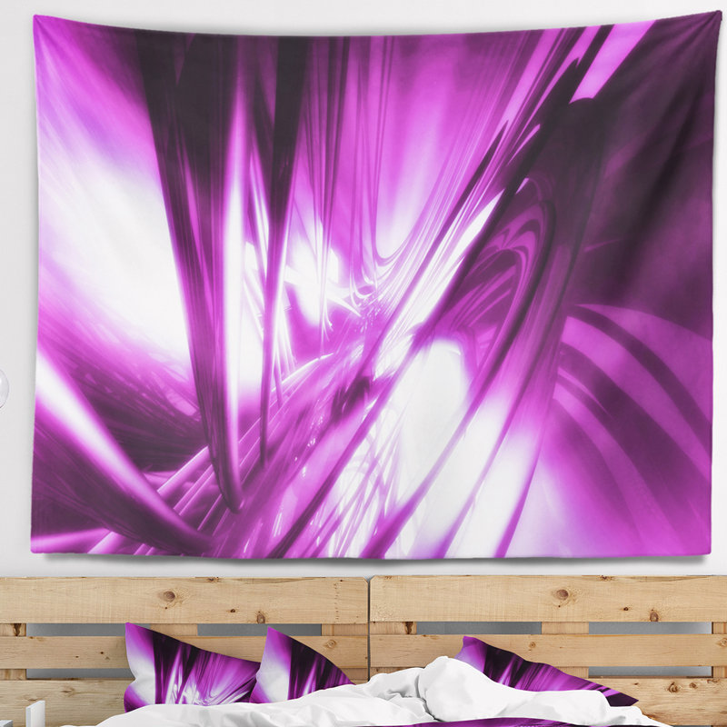 Tapisserie fractale mauve avec art abstrait 3D, H 32 po x l 39 po