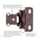Hinge Semi-Concealed 3/8 Inch Inset 1/4 Inch Overlay Face Frame Part Wrap Self-Close (20 Pack)