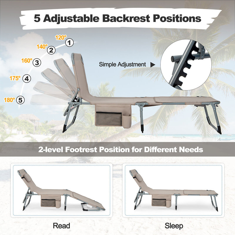 Samera Outdoor Metal Chaise Lounge, Beige