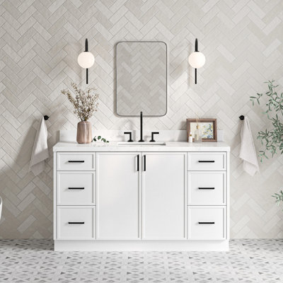 ARIEL Kelly  Single Sink Bathroom Vanity with Carrara Quartz Top
