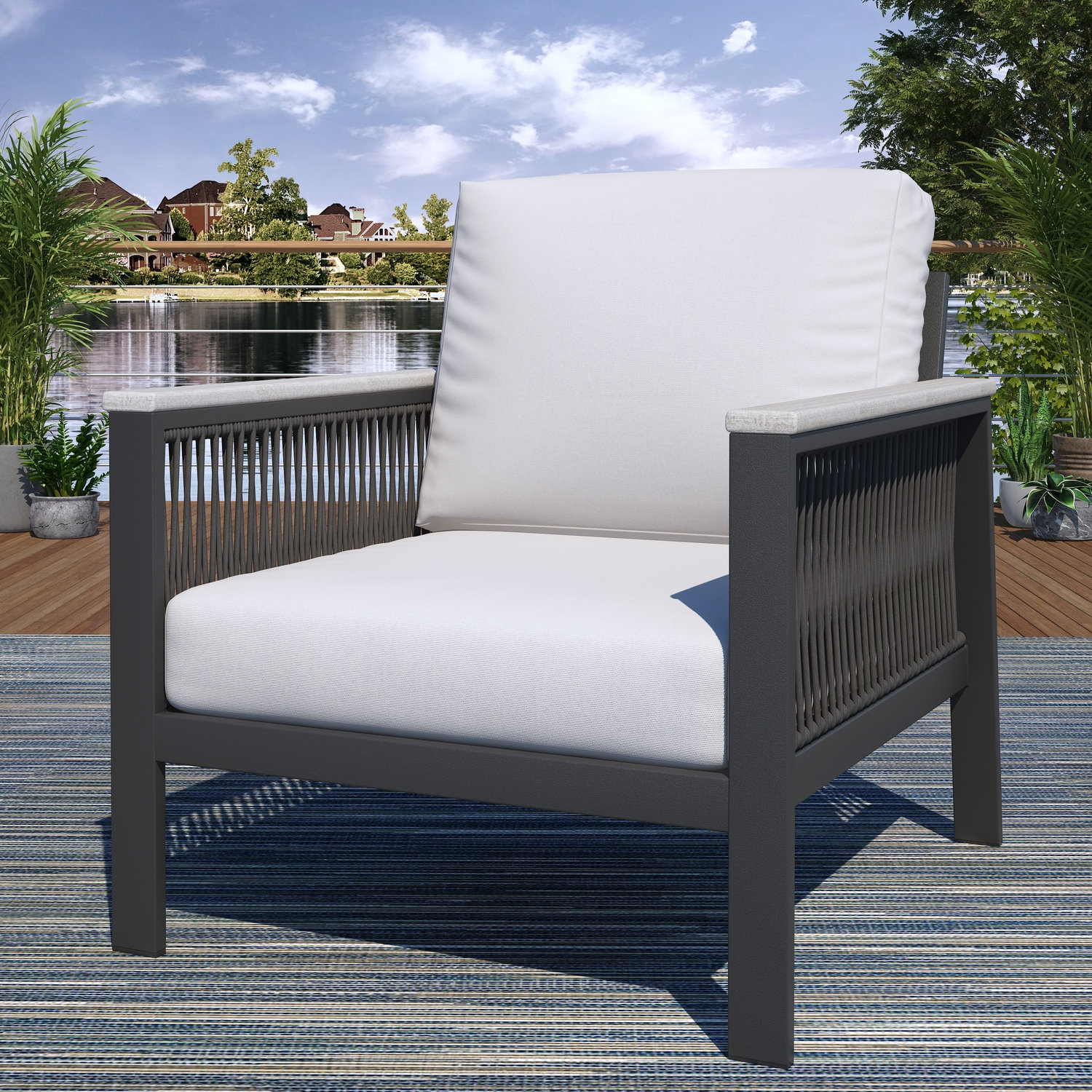 Townsend - Person Patio Conversation Set with Cushions, Canvas White Sunbrella® Canvas