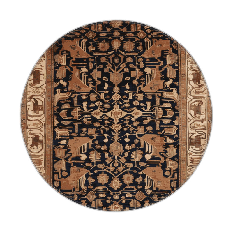 Tapis d'intérieur et d'extérieur brun Persian, Rond 5 pi