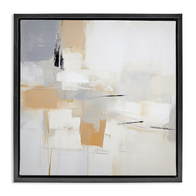 Cadre flottant jaune Visionary Abstract, design par Irena Orlov, Noir, H 18 po x l 18 po