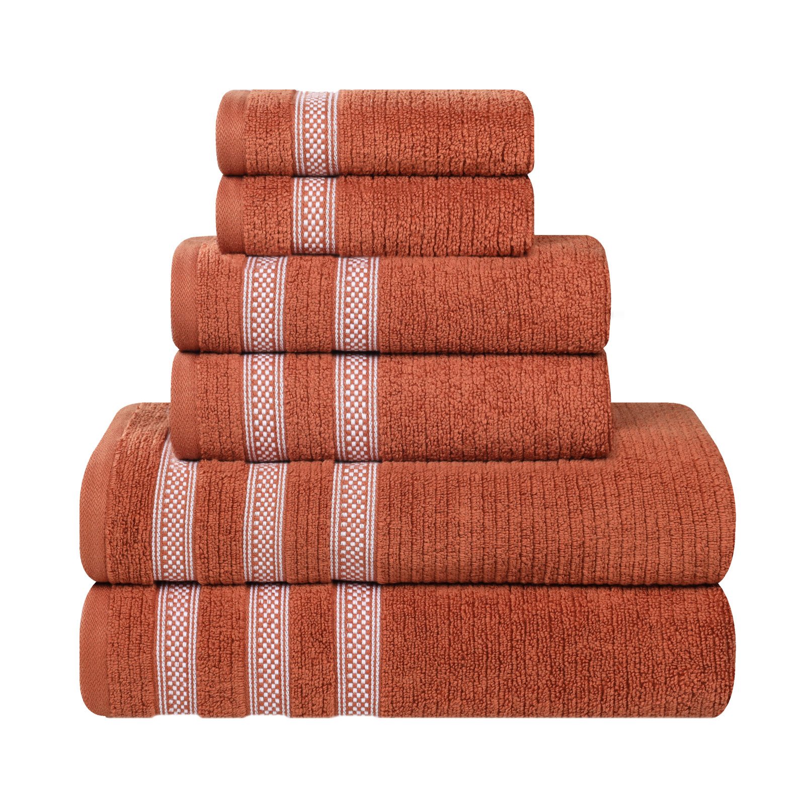 Ilseruth 6-Piece Zero-Twist Cotton Towel Set, Rust