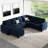 Shavera 6 - Piece Velvet Sectional Sofa L Shaped Modular Couch Living room Corner Sofa with Storage Ottoman-1981775663