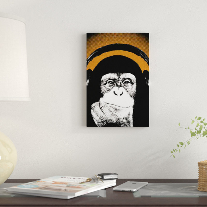 «Monkey BL V», impression sur toile, H 26 po x l 18 po x P 1,5 po, Toile tendue, Pas de tapis