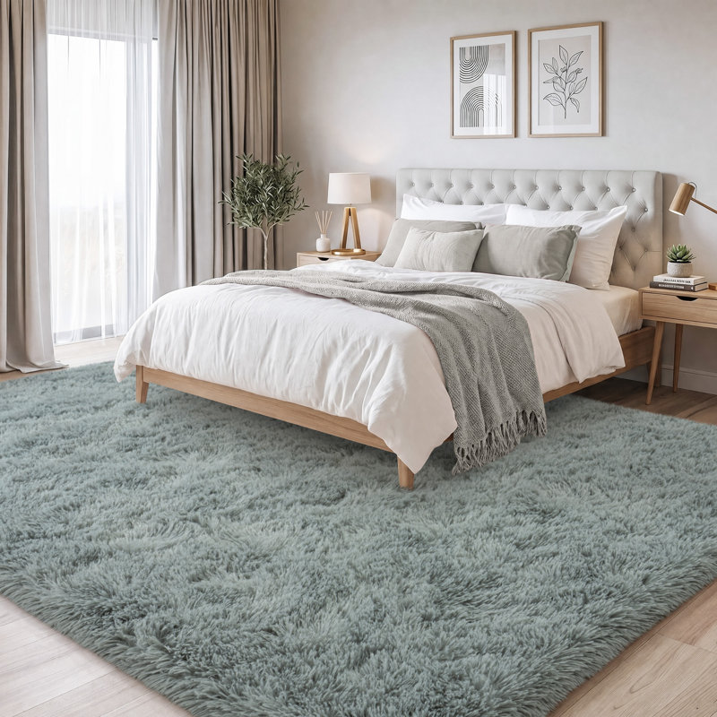 Solid Rug Soft Fluffy Light Gray Indoor Area Rug for Living Room Bedroom Nursery Kids Room, Rectangle 6' x 9', Light Gray