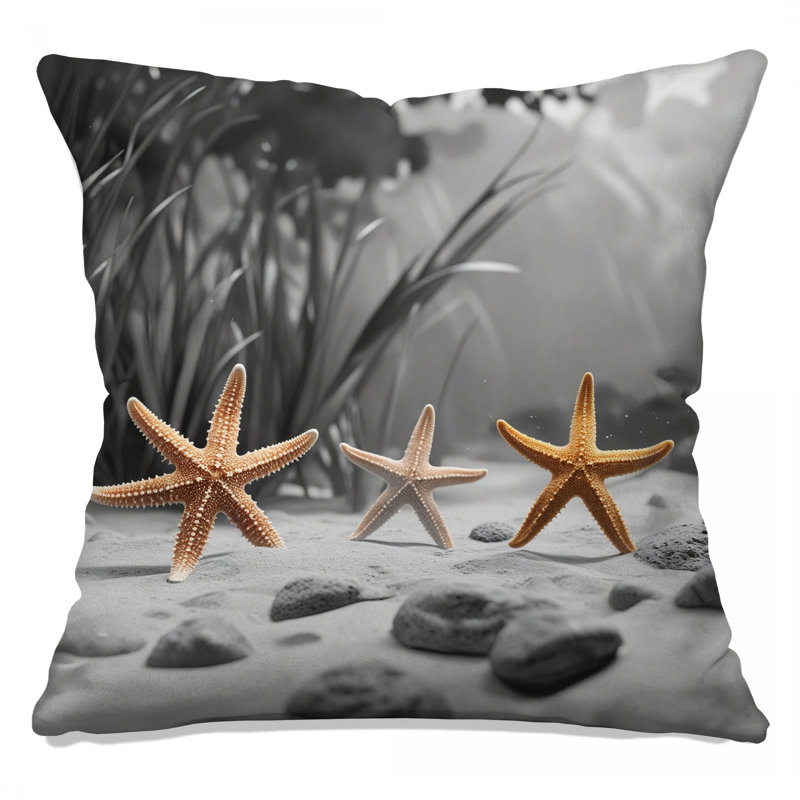 Starfish On Beach Double Sided Throw Pillows, 26 x 26 inches