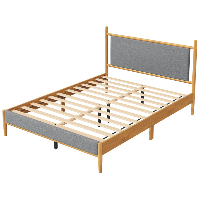 Mid-Century Upholstered Platform Bed, Queen