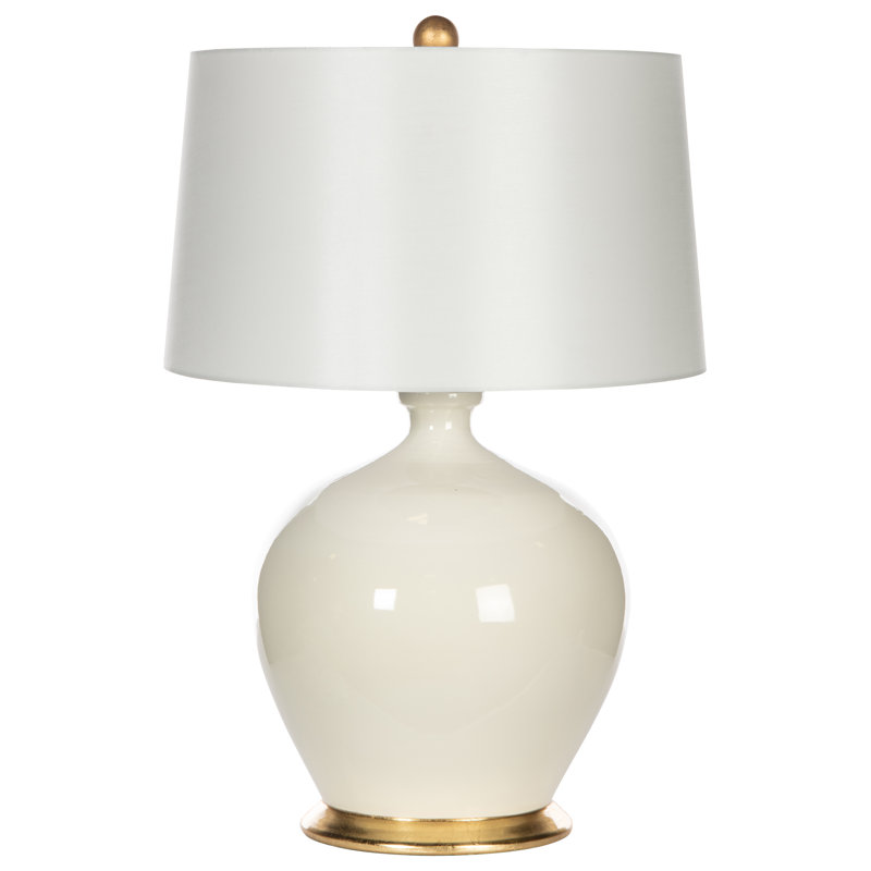 Juneau White Ceramic Table Lamp with Cream Drum Shade