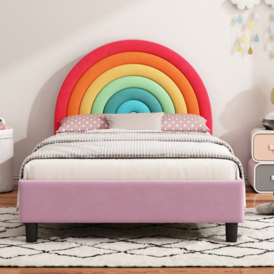 Upholstered Twin Platform Bed Cute Style Princess Bed, High-Quality Material