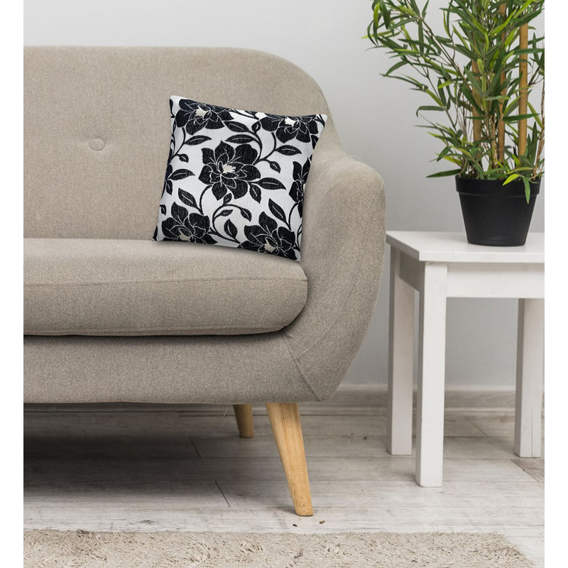 Darionne Floral Square Throw Cushion, Black, 45 x 45cm