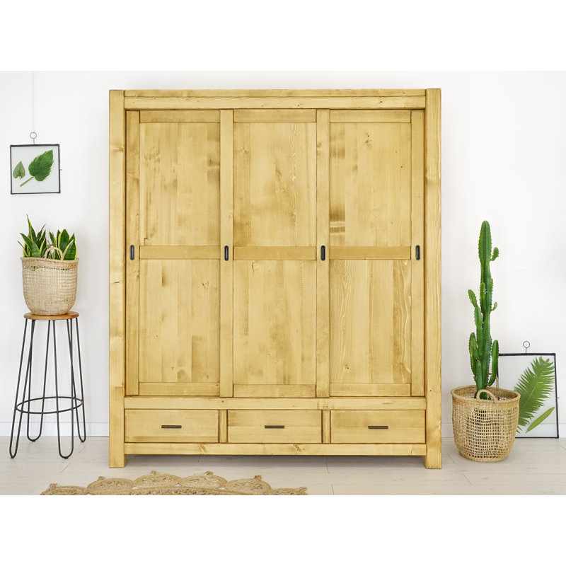 Mccollough 3 Door Solid Wood Wardrobe