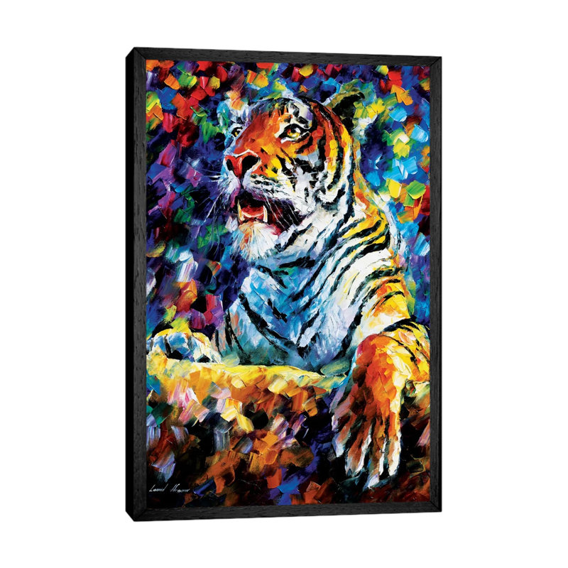 Tiger by Leonid Afremov - Painting on Canvas, Black Framed Canvas, 101.6 cm H x 66.04 cm W