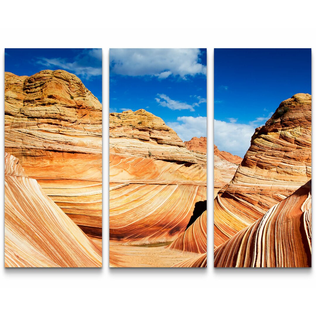 3-tlg. Leinwandbilder-Set Felsformation die Welle in Arizona