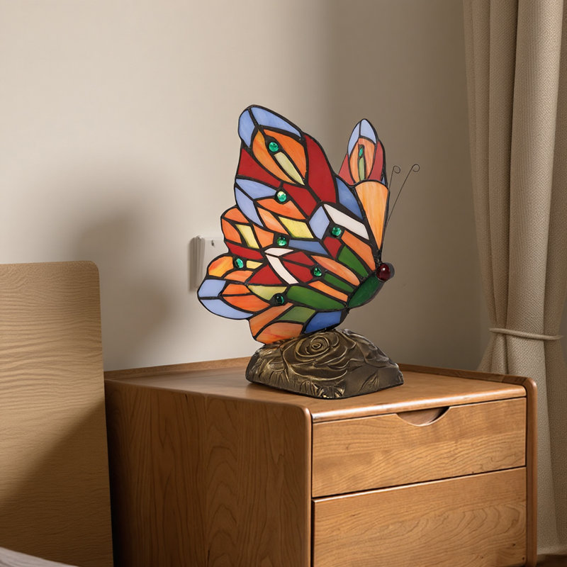 Lampe de table papillon Tiffany, 9.4'' H X 7'' W X 4'' D