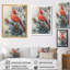 Oiseau, cardinal parmi les pins III, reproduction d'art sur toile-445306530-445306528-445306535