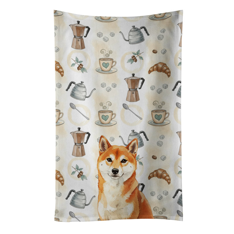 Red Shiba Inu Coffee Bar Kitchen Towel, Red Shiba Inu