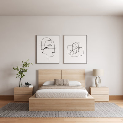 Antonnio 4 Piece Bedroom Set with Bed, Headboard, and 2 Nightstands by Wade Logan