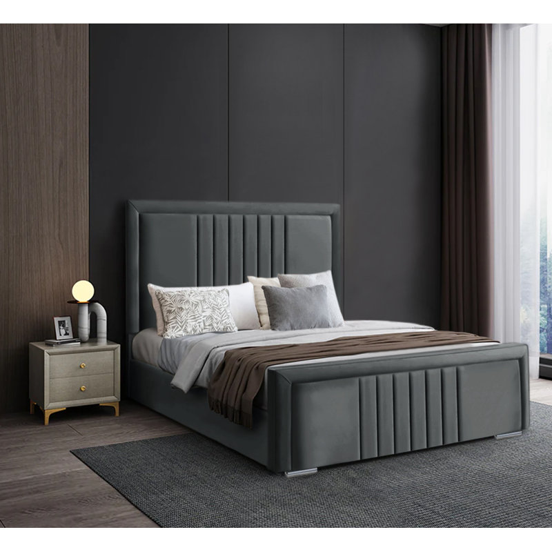 Adilen Upholstered Bed, Small Double (4'), Asphalt
