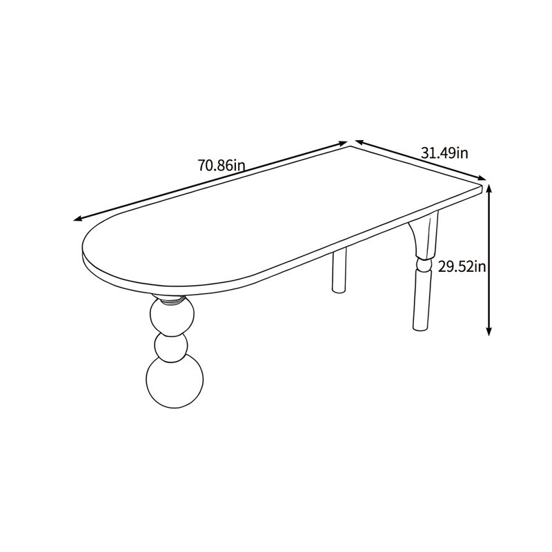 Table de salle à manger unique en bois massif de style médiéval, H 29,52 po x L 70,86 po x l 31,49 po