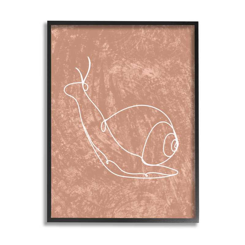 Ba-280, dessin d'escargot encadré, Giclée encadrée noir minuit, H 20 po x l 16 po x P 1,5 po