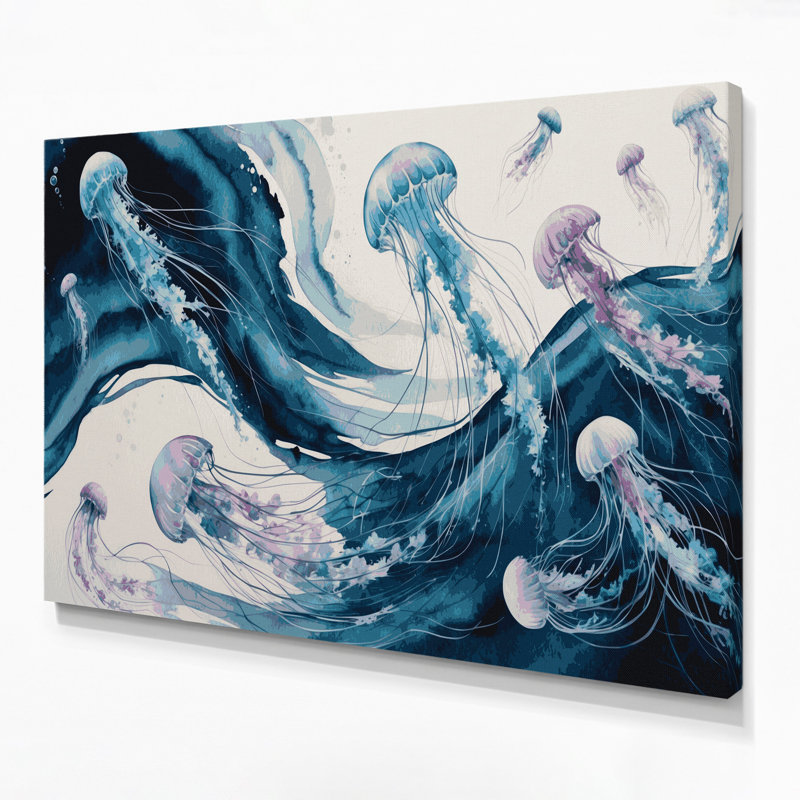 Art mural sur toile bleu marine côtier minimaliste, H 20 po x l 24 po