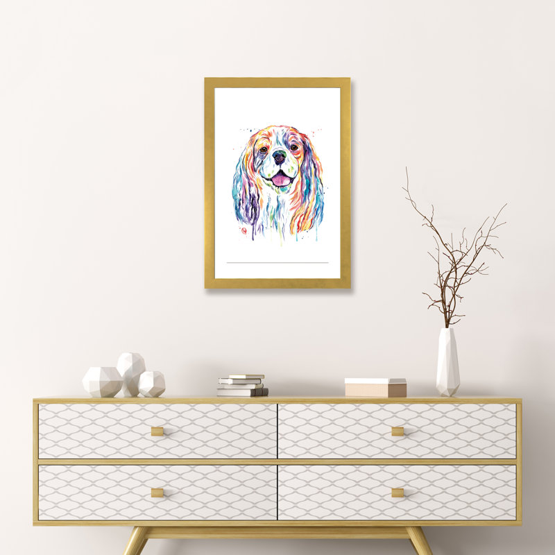 «Cavalier» par Lisa Whitehouse - Reproduction d'art graphique sur papier encadré, Blanc, H 24 po x l 16 po x P 1 po