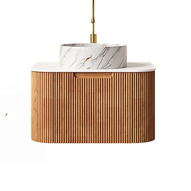 Meuble-lavabo de salle de bain avec lavabo, armoire de rangement murale à bords arrondis flottants, 24"