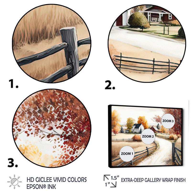 Chemin vers la grange III - art mural paysage de grange, H 16 po x l 32 po x P 1 po, Cadre flottant noir
