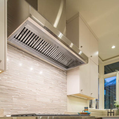 Hotte de cuisine intégrée 48 po 1200 CFM, hotte intégrée en acier inoxydable avec lumières