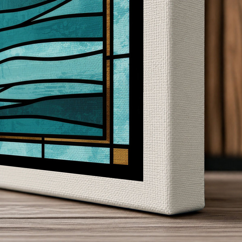 Stained Glass Coastal - Wrapped Canvas, 24x16 - 61.0 x 40.6 cm, Cream Border